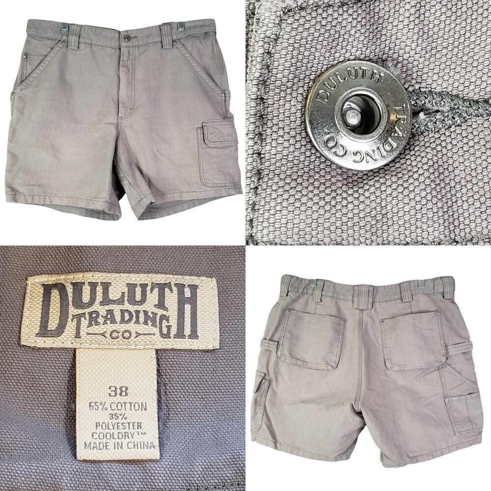 Duluth Trading Co Cargo Shorts Men's Size 38 Heavy Dark Canvas Gray Greige